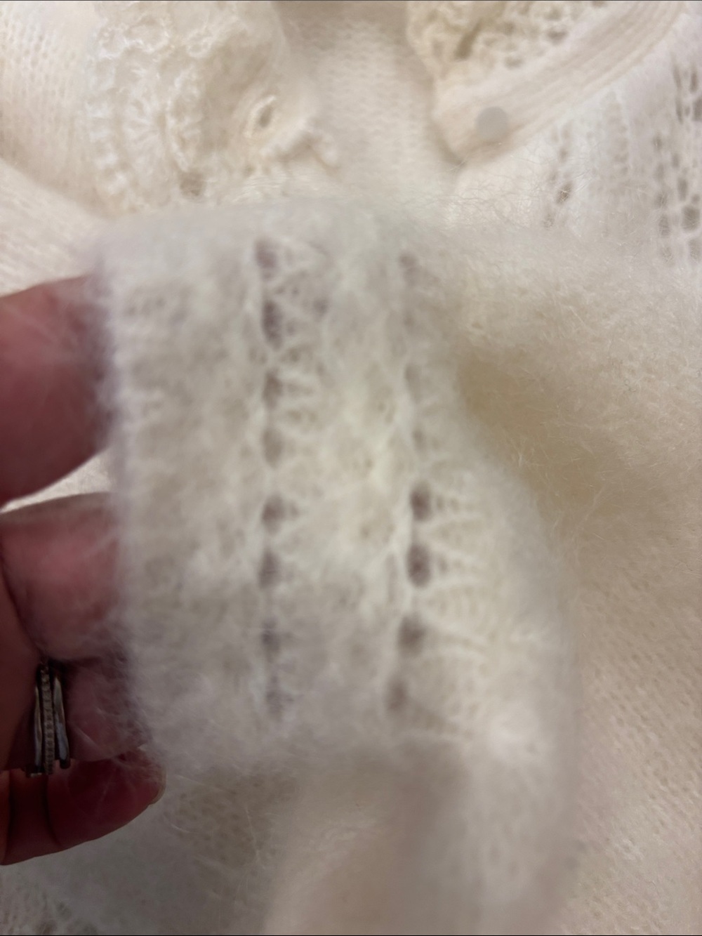 Sezane Ecru Adeline Women's Cardigan Sweater Size S Fuzzy - Picture 5 of 11